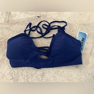 SPORTI active solid strappy bralette bikini top in “Blue Iris” - S